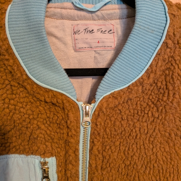 Free People Brown and Blue Fleece Jacket, NWT 168 - Picture 4 of 4